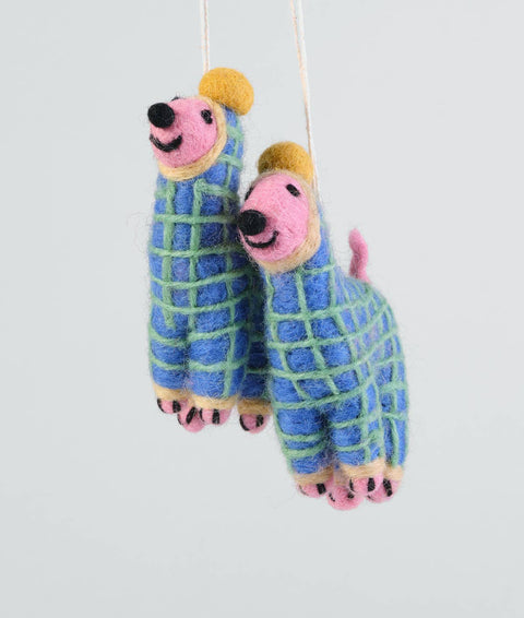 Jayla, Dog in Blue Onesie Hanging Felt Ornament