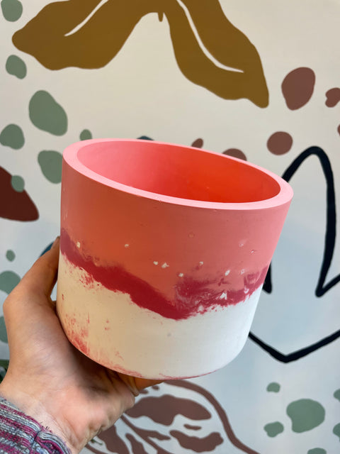 Coral Pink, Berry Pink and Putty Jesmonite Pot