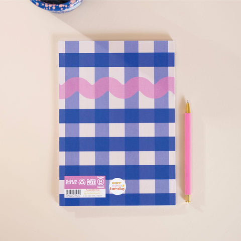 A5 Cobalt Check Notebook - Sprouts of Bristol