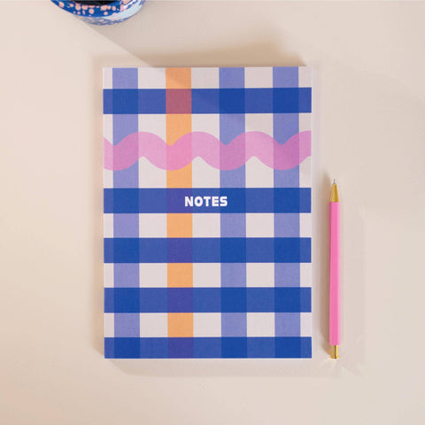 A5 Cobalt Check Notebook - Sprouts of Bristol