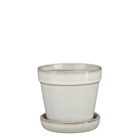 Clint Ceramic Pot with Saucer – White - Sprouts of Bristol