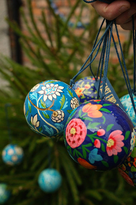 Cobalt Blue Flowers Bauble - Sprouts of Bristol