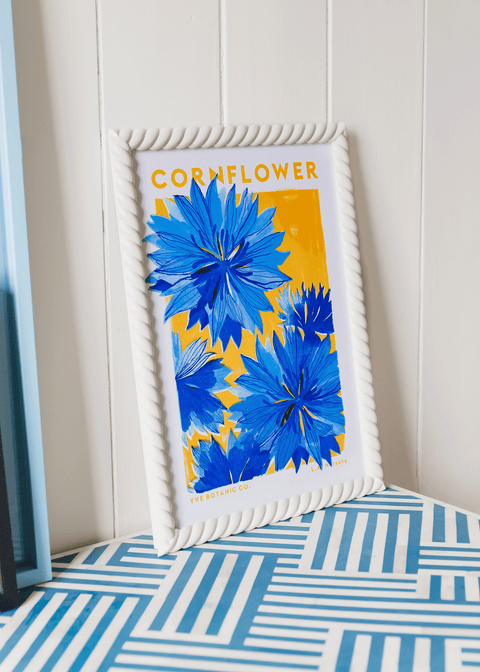 Cornflower Botanical Risograph Print - Sprouts of Bristol