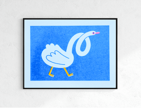 Duck Mini Risograph Print - Sprouts of Bristol