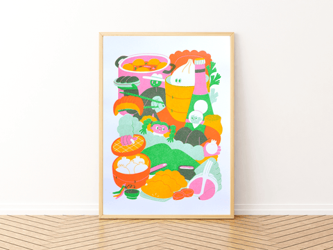 Dumpling Club A4 Risograph Print - Sprouts of Bristol