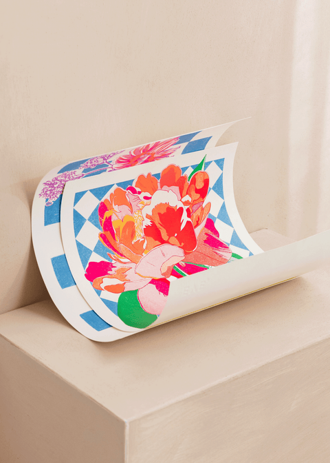 Electric Peony Risograph Print - Sprouts of Bristol