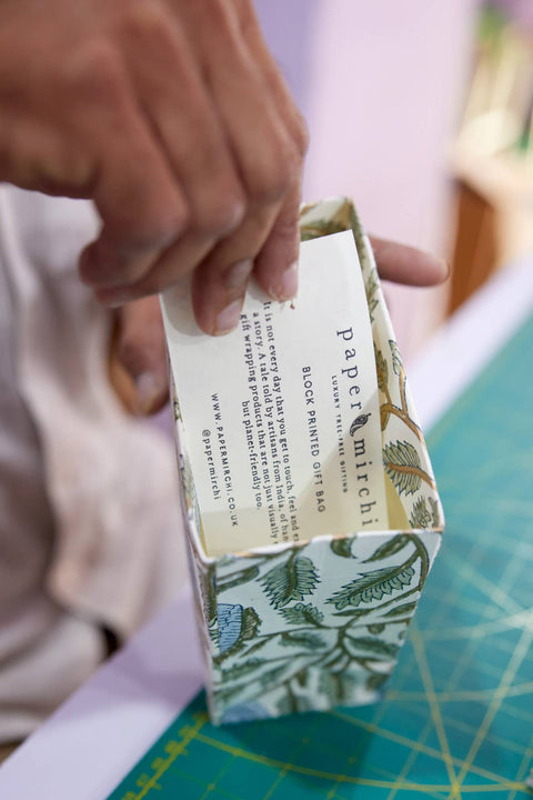 Hand Block Printed Gift Bags - Blue Stone - Sprouts of Bristol