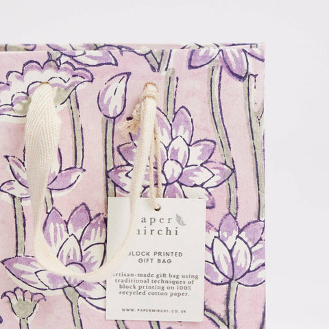 Hand Block Printed Gift Bags - Lavender - Sprouts of Bristol