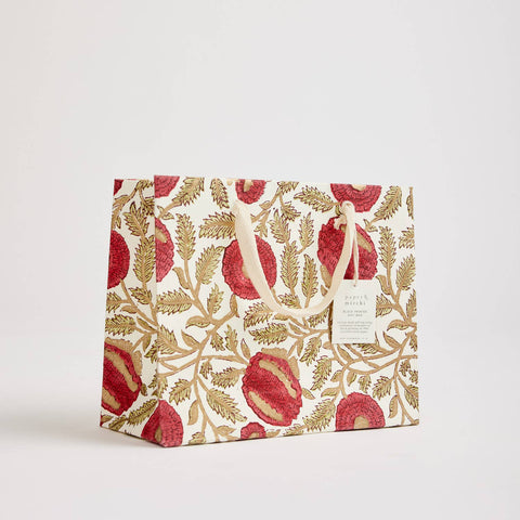 Hand Block Printed Gift Bags - Scarlet - Sprouts of Bristol