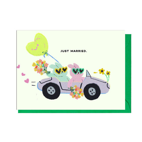 JUST MARRIED BUNNIES Greetings Card - Sprouts of Bristol