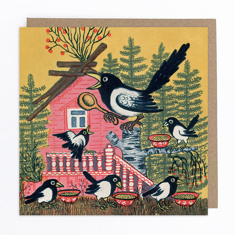 Magpie Family Greetings card - Sprouts of Bristol