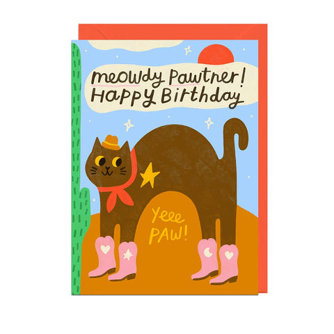 MEOWDY PAWTNER BIRTHDAY Greetings Card - Sprouts of Bristol