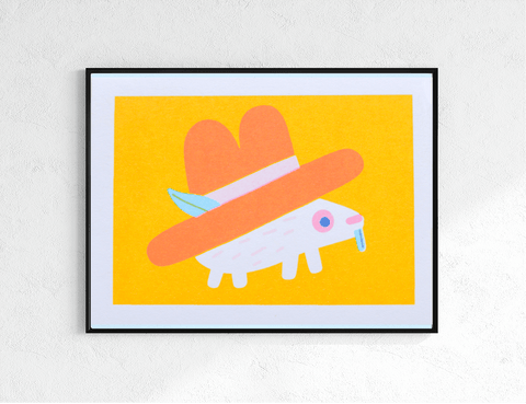 Mini Hedgehog Risograph Print - Sprouts of Bristol