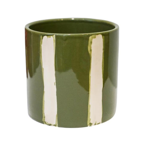 Mulberry Olive Green Painted Stripe Planter - Sprouts of Bristol