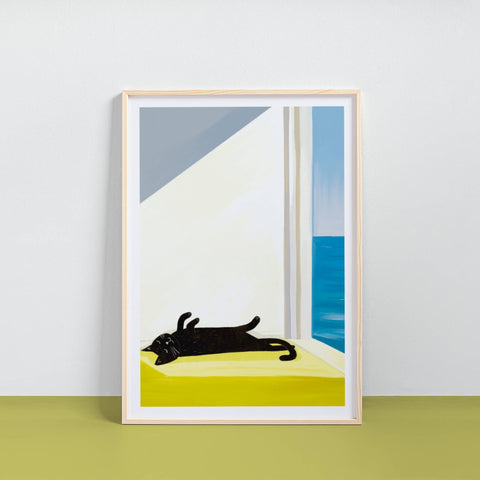 Niaski Cat Bathing by the Sea Art Print – Inspired by Edward Hopper - Sprouts of Bristol