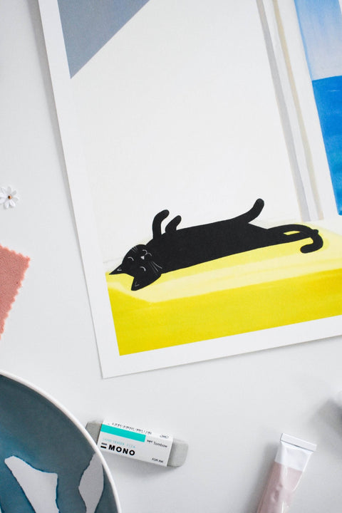 Niaski Cat Bathing by the Sea Art Print – Inspired by Edward Hopper - Sprouts of Bristol