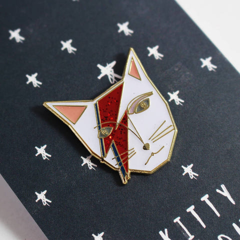 Niaski Kitty Stardust Enamel Pin – Cat Musician Collection - Sprouts of Bristol