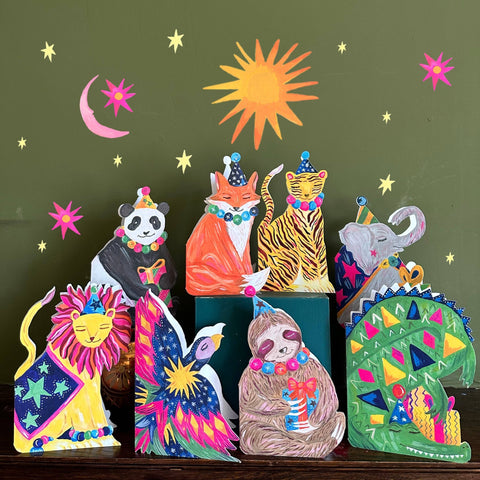 'Party Panda Die - Cut' Greetings Card - Sprouts of Bristol