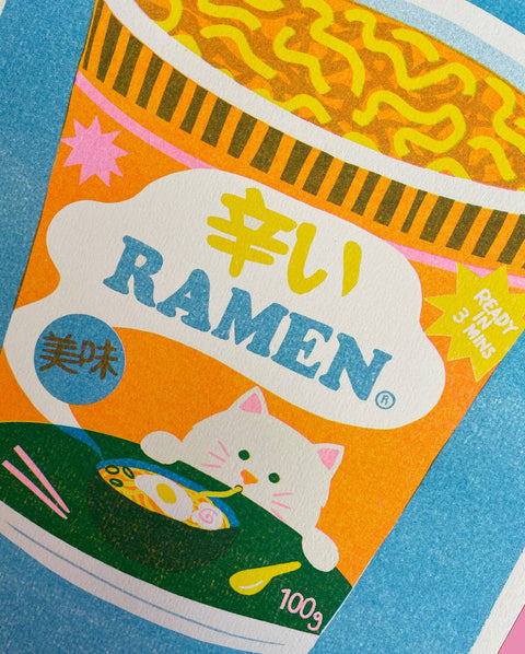 Ramen Risograph A4 Print - Sprouts of Bristol