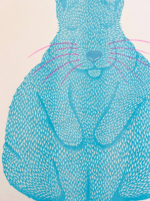 'Siesta' Rabbit Riso Art Print - Sprouts of Bristol