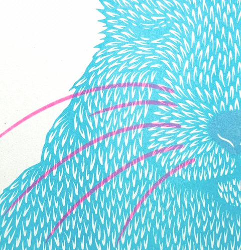 'Siesta' Rabbit Riso Art Print - Sprouts of Bristol