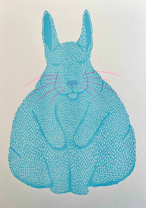 'Siesta' Rabbit Riso Art Print - Sprouts of Bristol