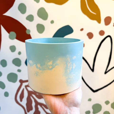 Sky Blue and Putty Jesmonite Pot - Sprouts of Bristol