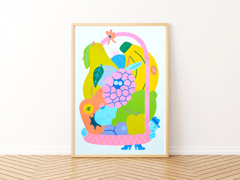 Trojan Fruit A4 Risograph Art Print - Sprouts of Bristol