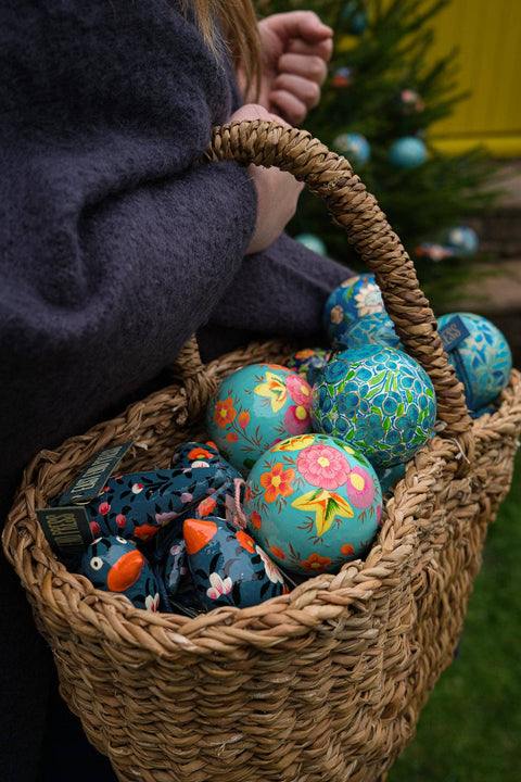 Turquoise Flowers Bauble - Sprouts of Bristol