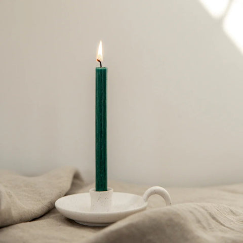 White Speckle, 1/2" Candle Holder with Handle - Sprouts of Bristol