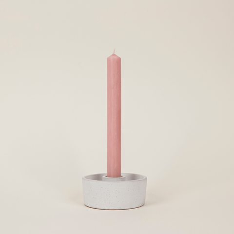 White Speckle 7/8” Candle Holder - Sprouts of Bristol