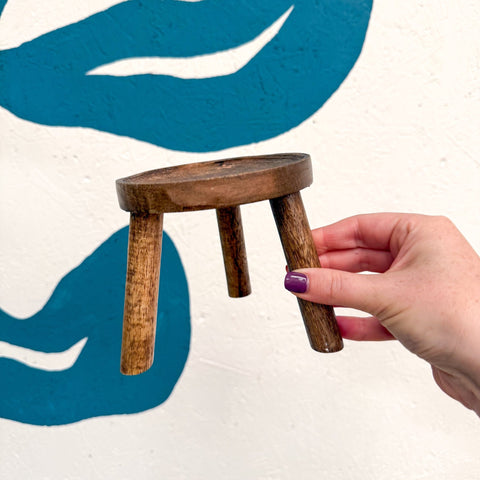 Wooden Tripod Plant Stand – Three Leg Stool Table - Sprouts of Bristol