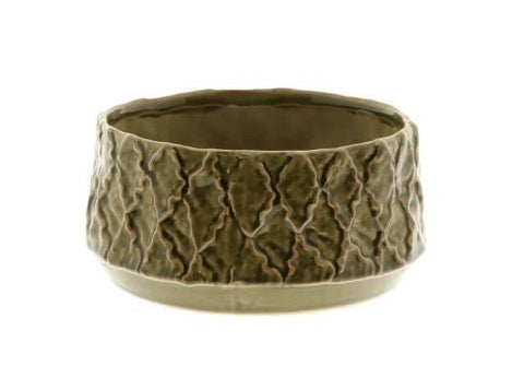 Zaria Bowl Planter – Olive Green Ceramic - Sprouts of Bristol