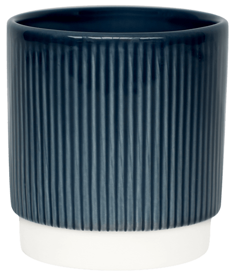 Athens Reactive Glazed Ribbed Planter in Blue - Sprouts of Bristol