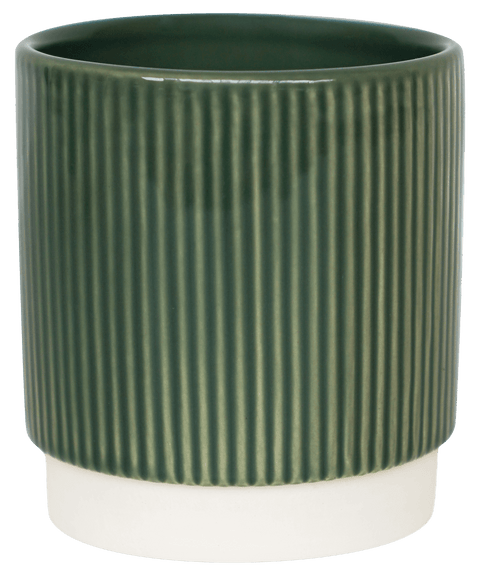 Athens Reactive Glazed Ribbed Planter in Green - Sprouts of Bristol