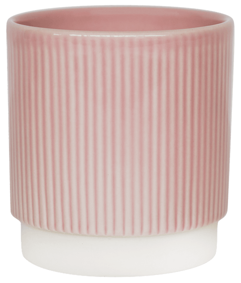 Athens Reactive Glazed Ribbed Planter in Pink - Sprouts of Bristol