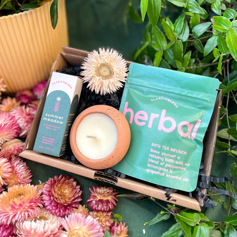 Bath Infusion, Aromatherapy Roll-on and Candle Gift Set | Vegan | UK Brands | Supporting Indies - Sprouts of Bristol