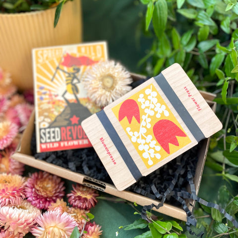 Flower Press and Wildflower Seed Gift Set | Good for Pollinators | UK Brands | Supporting Indies - Sprouts of Bristol