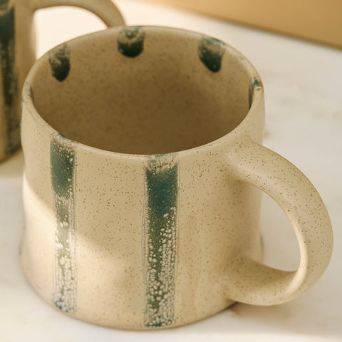 Woolstone Striped Mug – Rosemary Green Stoneware