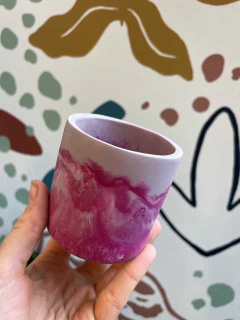 Mauve and Dark Magenta Jesmonite Mini Pot