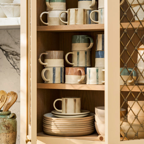 Woolstone Striped Mug – Rosemary Green Stoneware