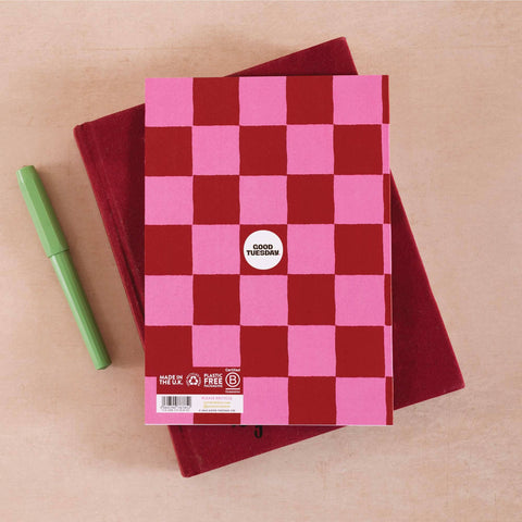 A5 Burgundy Check Notebook - Sprouts of Bristol