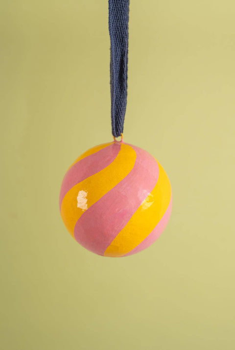 Apricot & Bubblegum Candycane Bauble - Sprouts of Bristol
