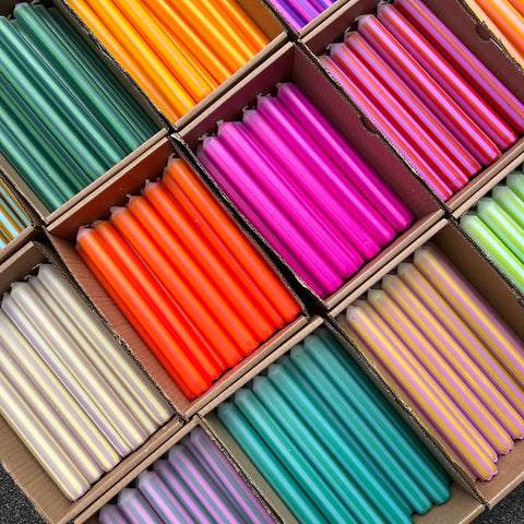 Assorted Unique Dip Dye 23cm / 9" Dinner Candles - Lucky Dip Colours - Sprouts of Bristol