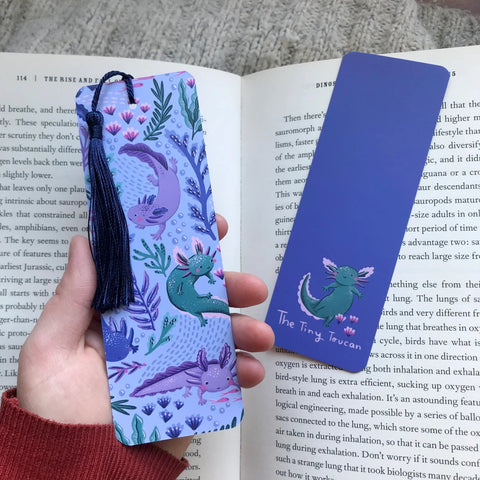 Axolotl Illustrated Bookmark with Tassel - Sprouts of Bristol