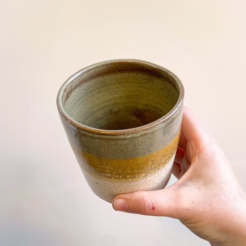 Bamboo - Green, Yellow & Cream Handmade Ceramic Plant Pot - Sprouts of Bristol