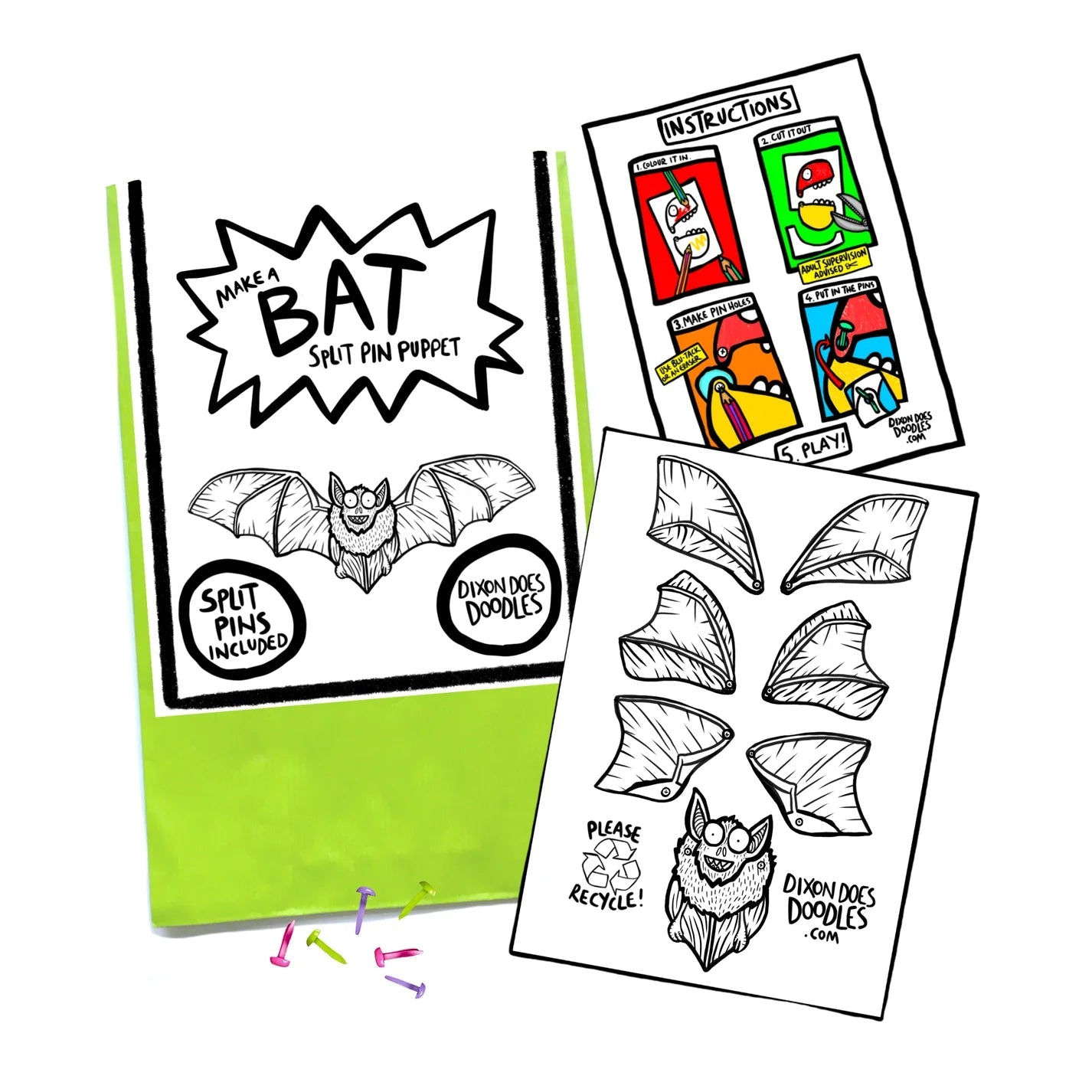 Bat Split Pin Puppet Craft Pack – Sprouts of Bristol
