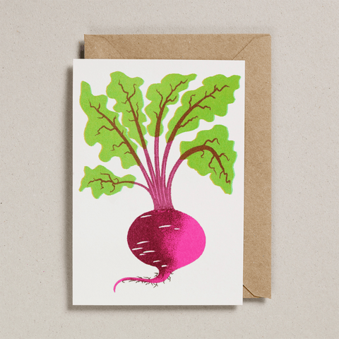 Beetroot Risograph Greetings Card - Sprouts of Bristol