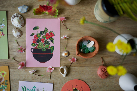 Begonia Greetings Card - Sprouts of Bristol