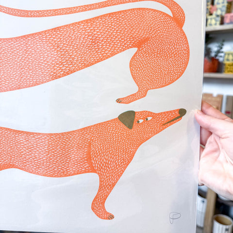 Big Stretch Dogs Riso Art Print - Sprouts of Bristol